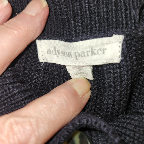 Adyson Parker Black/White Stripe 3 Button Collared Sweater Size S Drop Shoulder - Picture 8 of 10